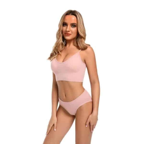 Summer Seamless Bikini Low Waist Women Top Panties Soft Active Wear Fitness Women Underwear Bra and Panties Sets