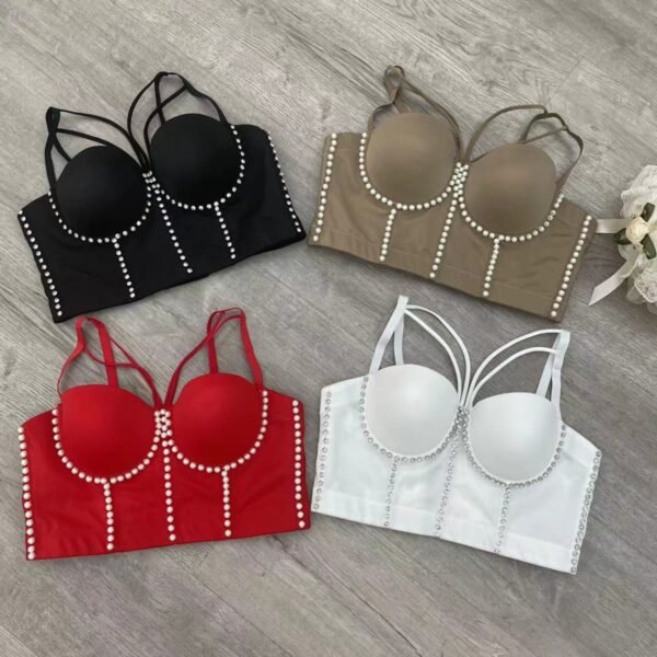 New Custom Wholesale Handmade Rhinestone Tank Top Diamond Push Up Crop Top For Women Sexy Women sling Bustier Rhinestone Bra