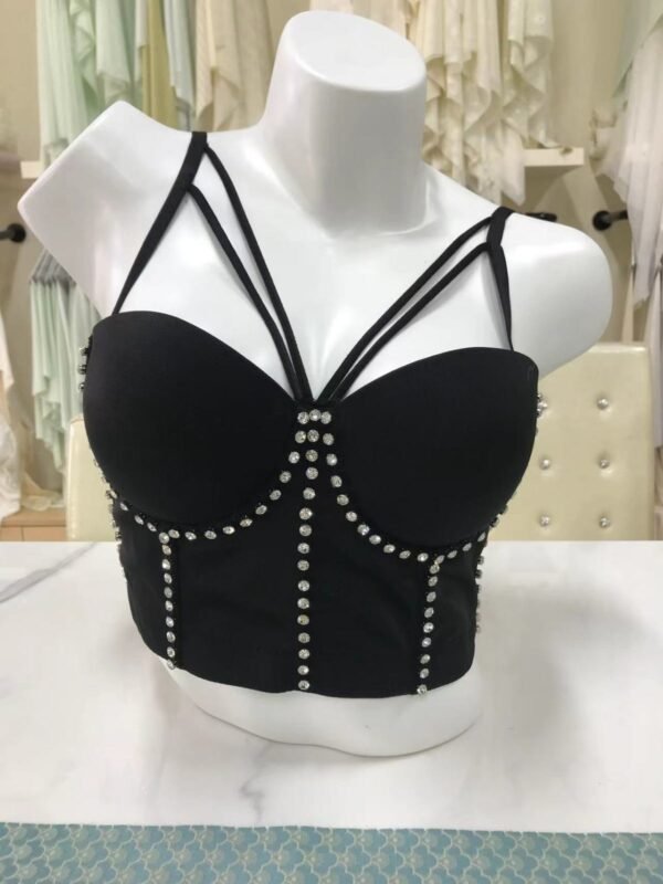 New Custom Wholesale Handmade Rhinestone Tank Top Diamond Push Up Crop Top For Women Sexy Women sling Bustier Rhinestone Bra - Image 2