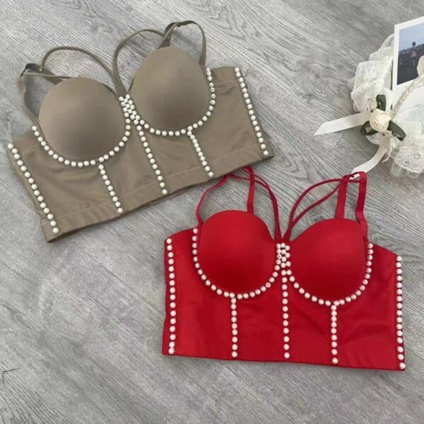 New Custom Wholesale Handmade Rhinestone Tank Top Diamond Push Up Crop Top For Women Sexy Women sling Bustier Rhinestone Bra - Image 3